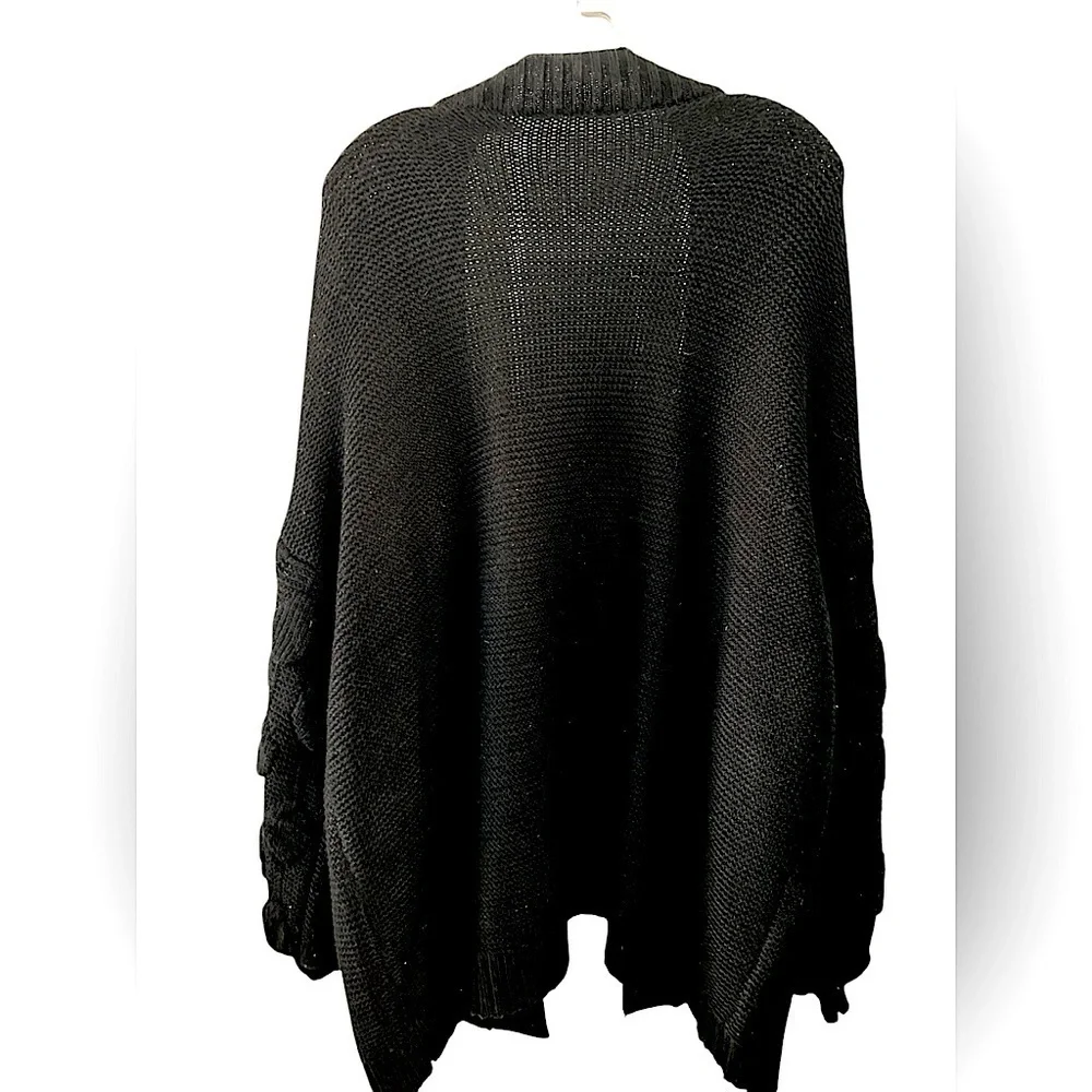 Women's‎ Black Loose Open Front Knit Cardigan Size XL